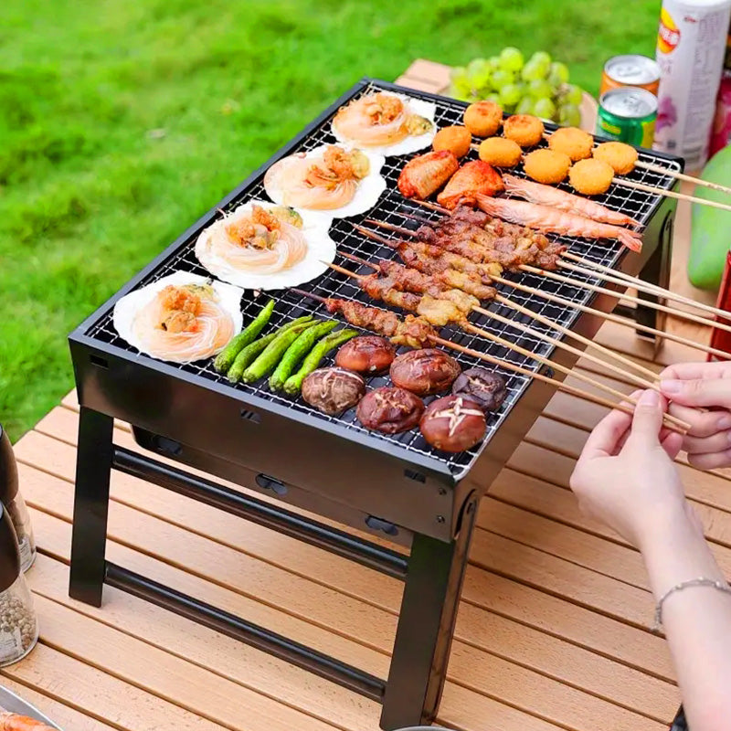 Ausziehbarer Holzkohlegrill – klappbar & tragbar – ideal für Picknick, Camping & Balkon – kompakte Bauweise mit praktischer Schublade🔥🏕️