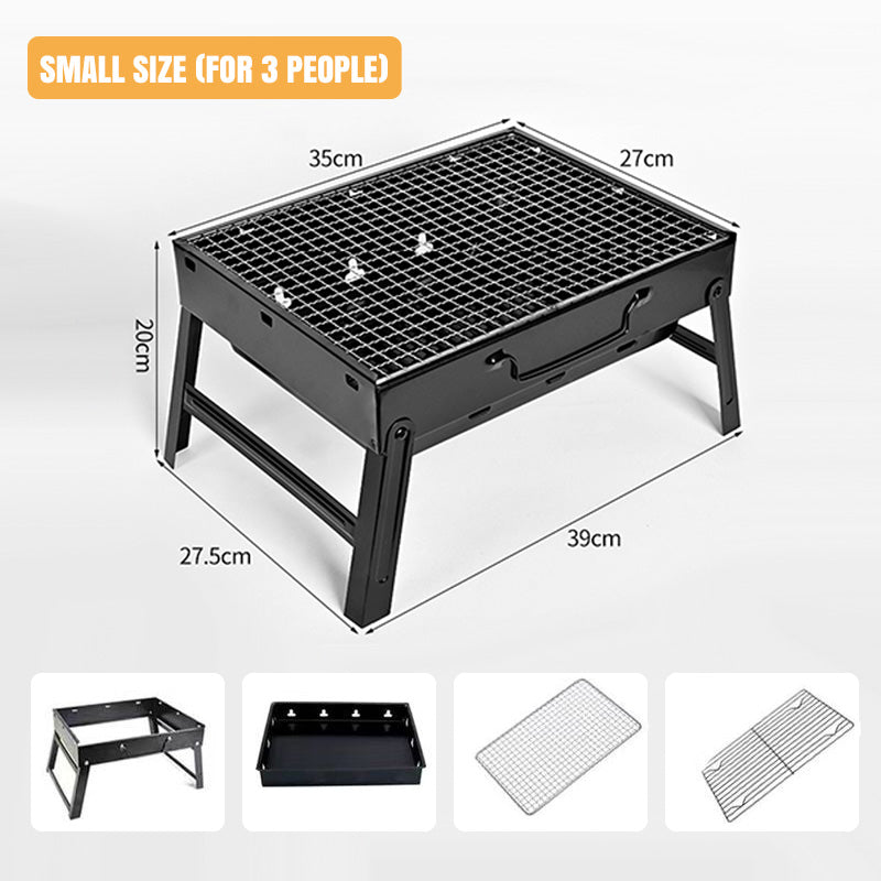 Ausziehbarer Holzkohlegrill – klappbar & tragbar – ideal für Picknick, Camping & Balkon – kompakte Bauweise mit praktischer Schublade🔥🏕️