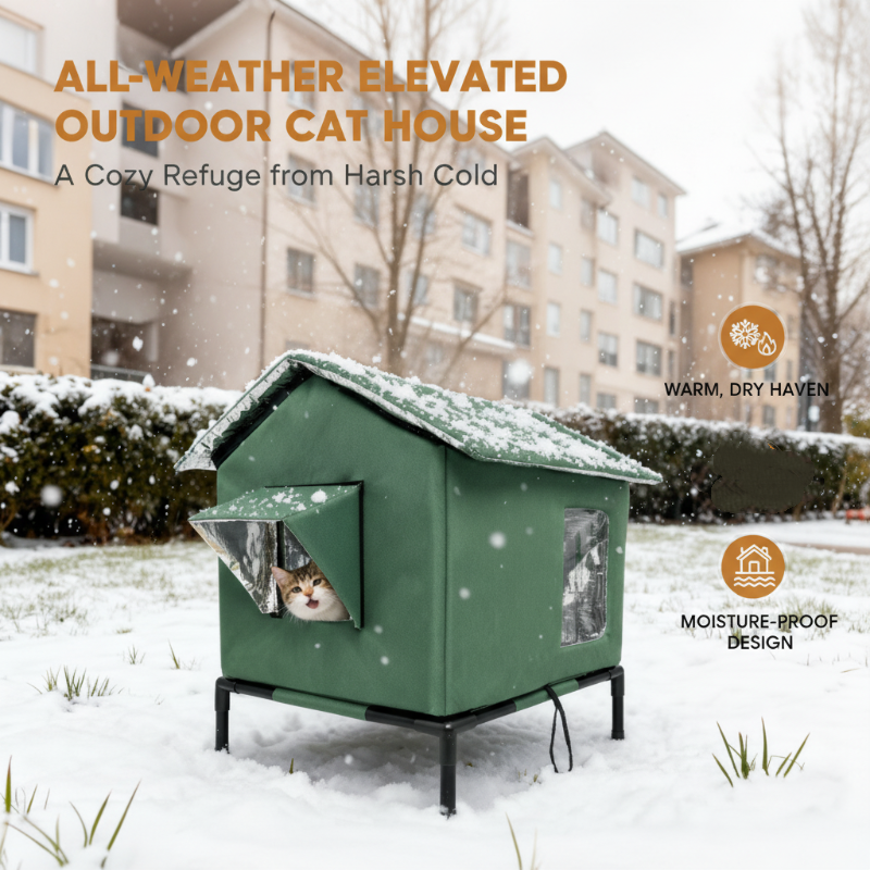 Wasserdichtes Outdoor-Katzenhaus – erhöht, zerlegbar & klappbar – ideal für verwilderte Katzen, Garten & Balkon – wetterfest & flexibel🐱🏠
