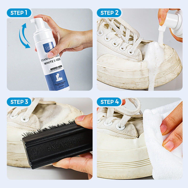 3-teiliges Schaum-Reinigungsset für Schuhe – ideal für weiße Sneaker – mit Bürste, Tuch & Trockenreiniger – in bunter Verpackung👟🧽