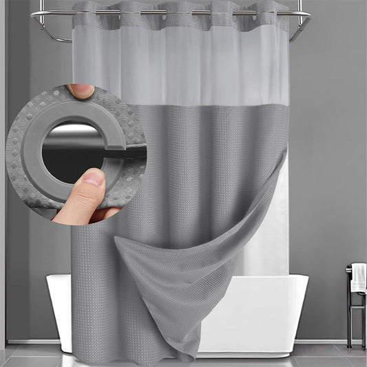 ⏰ 50 % RABATT – Nur für kurze Zeit ✨Badezimmer Duschvorhang mit Waffelmuster 🛁 Wasserabweisend & Einfach zu Montieren