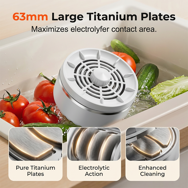 Elektrolyse-Lebensmittelreiniger mit Titanplatten – entfernt Pestizide & Bakterien von Obst, Gemüse & Fleisch – für mehr Sauberkeit in der Küche