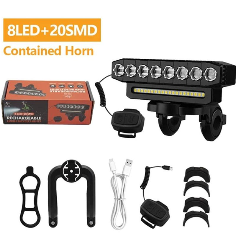 🚲💡 LED-Fahrrad-Frontlicht mit Hupe – Wasserdichtes, wiederaufladbares Licht für Nachtfahrten und Mountainbike