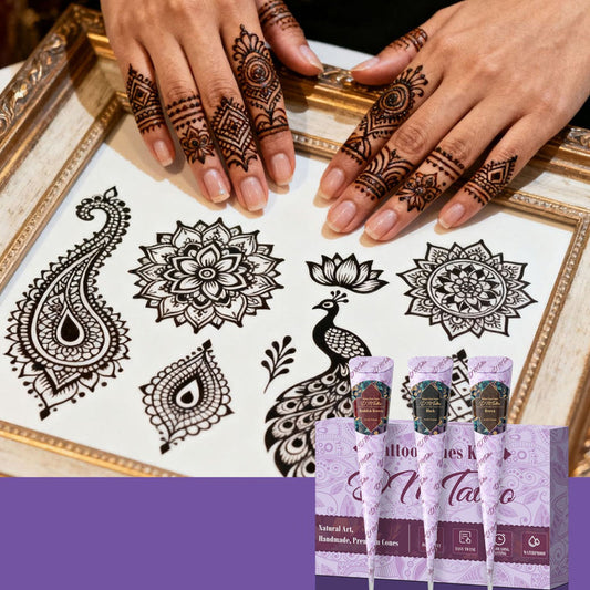 Komplettes 3-Farben-Henna-Tattoo-Set – ideal für natürliche Körperkunst – einfach anzuwenden, langanhaltend & hautverträglich – perfekt für Partys & Festivals