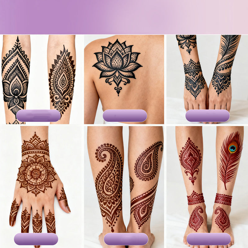 Komplettes 3-Farben-Henna-Tattoo-Set – ideal für natürliche Körperkunst – einfach anzuwenden, langanhaltend & hautverträglich – perfekt für Partys & Festivals