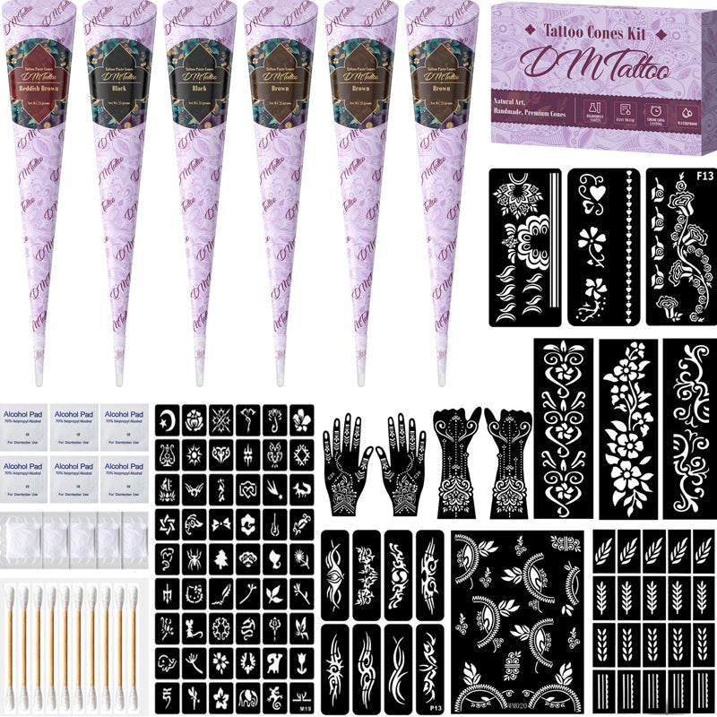 Komplettes 3-Farben-Henna-Tattoo-Set – ideal für natürliche Körperkunst – einfach anzuwenden, langanhaltend & hautverträglich – perfekt für Partys & Festivals