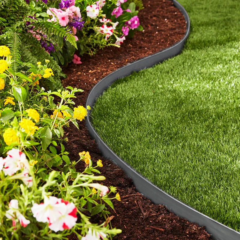 🌿🏡 Schwarze Rasenkante aus PE-Kunststoff – Flexible Gartenbegrenzung für Rasen, Beete und Wege