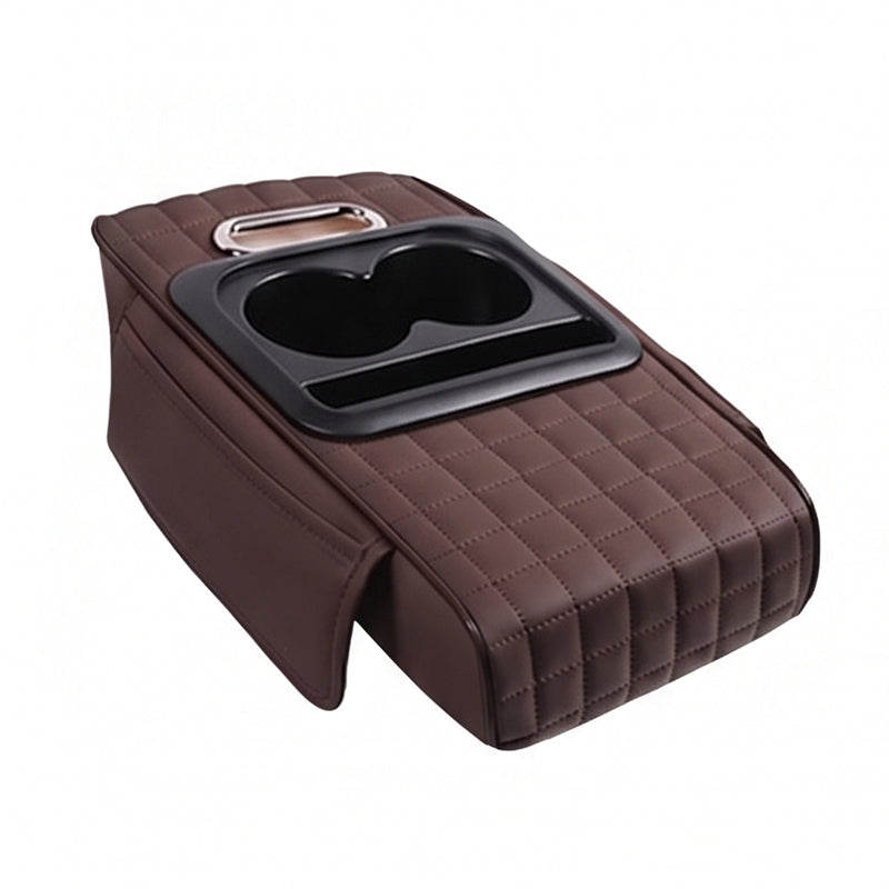 🚗5-in-1 Mittelarmlehnenpolster fürs Auto – erhöht, mit Taschentuchbox, Getränkehalter & Organizer