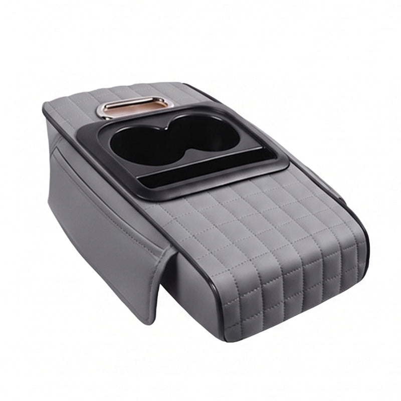 🚗5-in-1 Mittelarmlehnenpolster fürs Auto – erhöht, mit Taschentuchbox, Getränkehalter & Organizer
