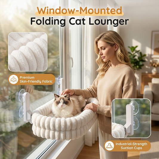 🐱🪟 Katzennetz-Hängematte mit Saugnäpfen – doppelseitig, aus Plüsch & Netzgewebe, für Fenster & Balkon