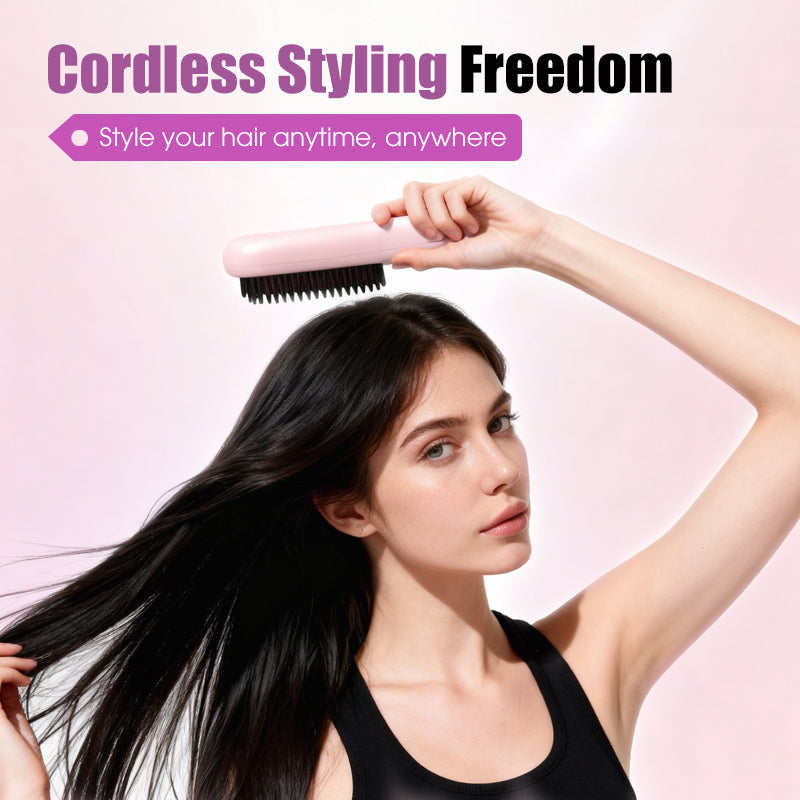 💇‍♀️Kabellose Keramik-Haarglättungsbürste – schonend zum Haar, einfach in der Handhabung & hitzebeständig ✨
