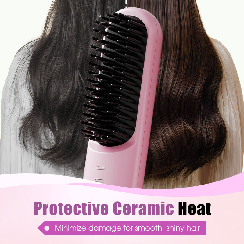 💇‍♀️Kabellose Keramik-Haarglättungsbürste – schonend zum Haar, einfach in der Handhabung & hitzebeständig ✨