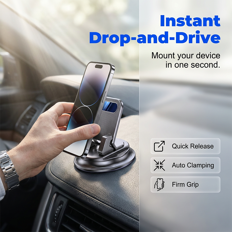 Drehbarer Auto-Handyhalter fürs Armaturenbrett – stabil, kompakt & vielseitig – ideal für Navigation & freihändiges Telefonieren🚗📱