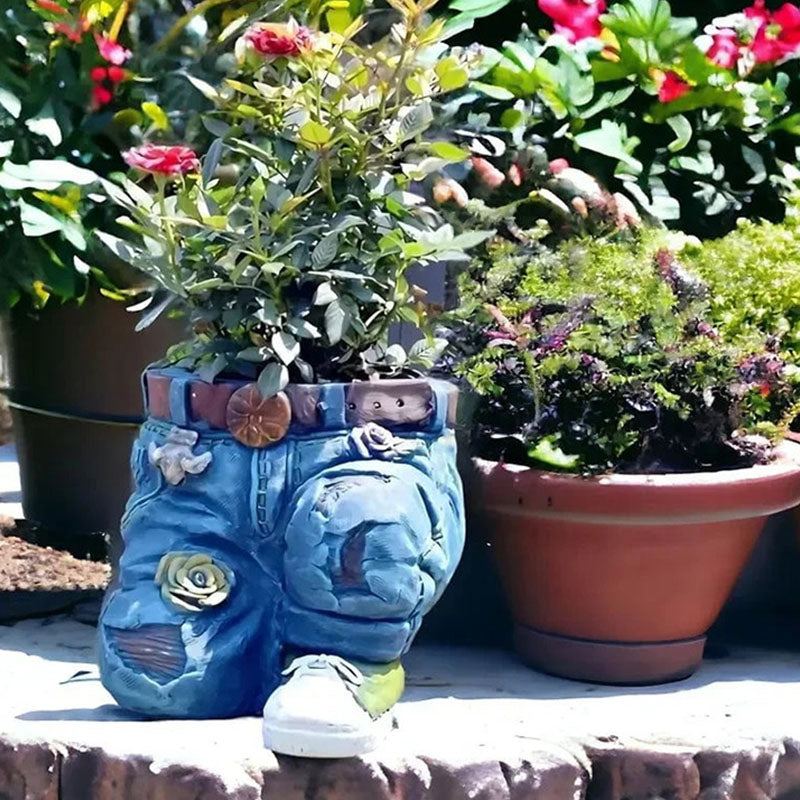Kreativer 3D-Blumentopf in Jeansform – originell, dekorativ & leicht – ideal für kleine Pflanzen, Schreibtisch & Regal