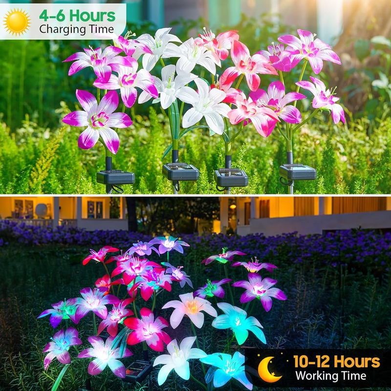 Solarleuchte mit vier Dahlienköpfen – wasserdicht, kabellos & dekorativ – ideal für Garten, Terrasse & Rasen – stimmungsvolle Außenbeleuchtung🌸💡