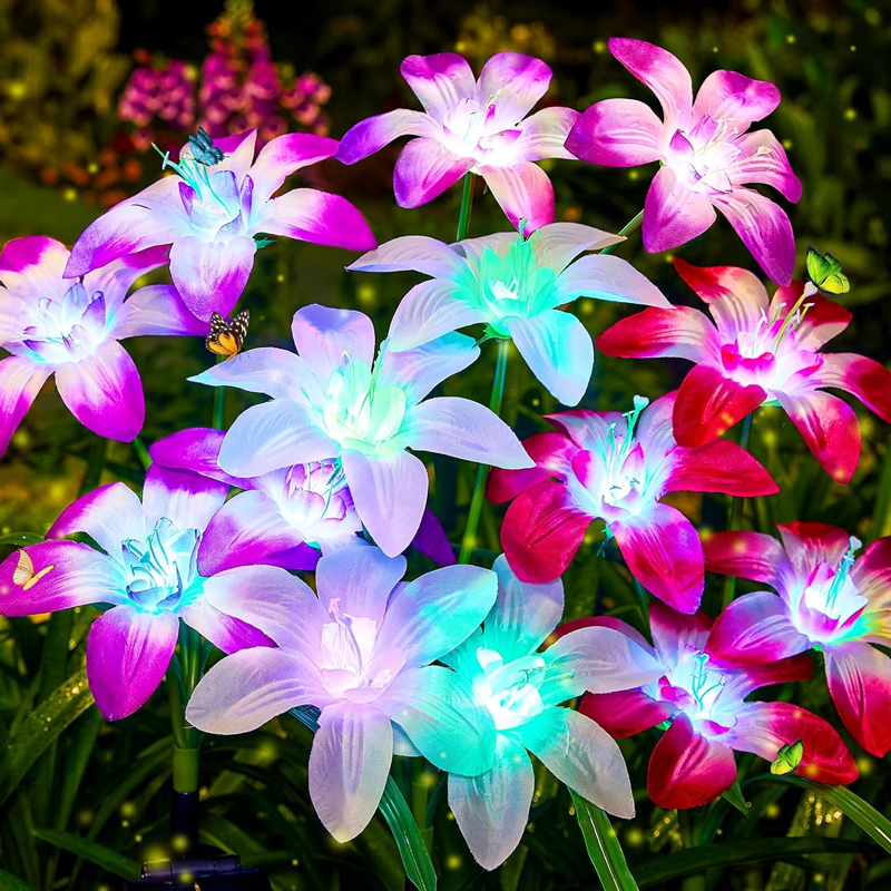 Solarleuchte mit vier Dahlienköpfen – wasserdicht, kabellos & dekorativ – ideal für Garten, Terrasse & Rasen – stimmungsvolle Außenbeleuchtung🌸💡