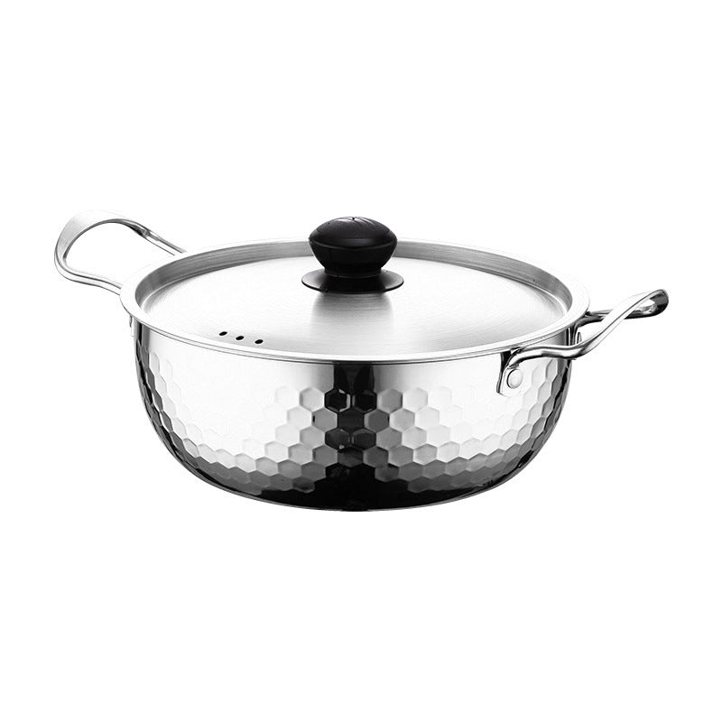 Verdickter Edelstahl-Topf – Gehämmert & Robust 🍲 Für Kochen & Alltag