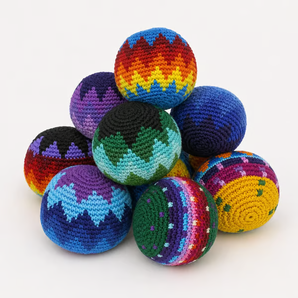 🌈Gestrickter Multicolor Hacky Sack – Handlich & Stressabbau ✨ Für Freizeit & Outdoor-Spaß