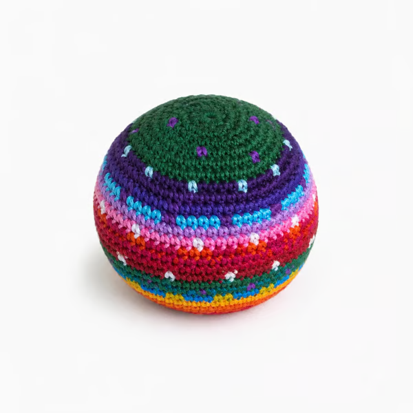🌈Gestrickter Multicolor Hacky Sack – Handlich & Stressabbau ✨ Für Freizeit & Outdoor-Spaß