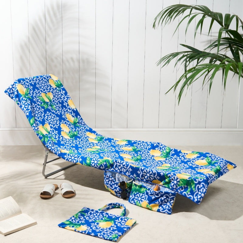 ⏰ 50 % RABATT – Nur für kurze Zeit ✨2-in-1 Liegestuhlbezug für Strand & Pool 🏖️ Mit Praktischen Seitentaschen