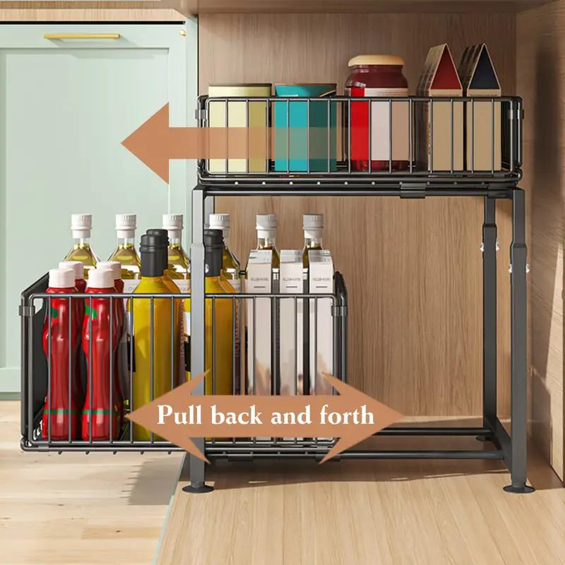 ⏰ 50 % RABATT – Nur für kurze Zeit 🏠 Ausziehbares Aufbewahrungsregal ✨ Höhenverstellbar & Ideal für Spüle, Küche, Bad und Haushalt