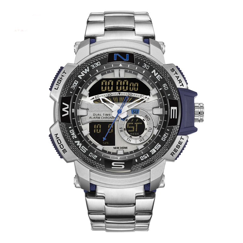 Multifunktionale Herren Sportuhr ⌚ Dual-Zeit, Stoppuhr & Wasserdichtes Design