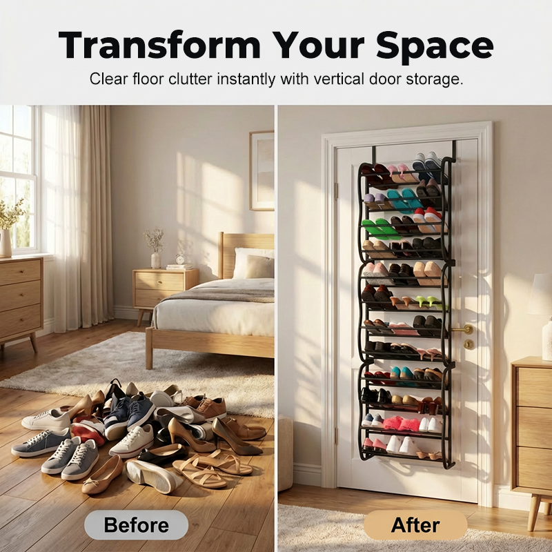 🔥 50% RABATT! 👟 Platzsparender Schuhorganizer für Tür & Wand ✨ Mehrstöckig, Für bis zu 24–36 Paar Schuhe & Ideal für Zuhause oder Wohnheim
