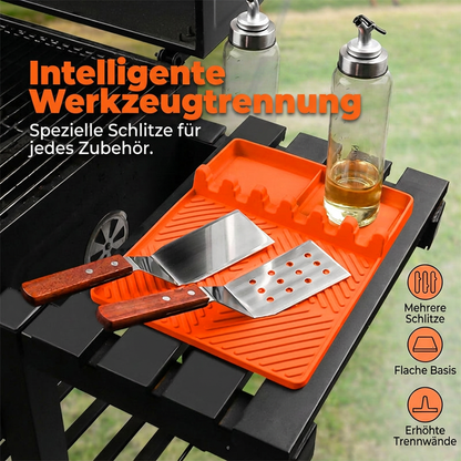 🔥 Silikon-Seitenablage für Grill & Plancha – hitzebeständig, abwaschbar & als Unterlage für Gewürze, Besteck & Abtropfen geeignet 🍖🧂