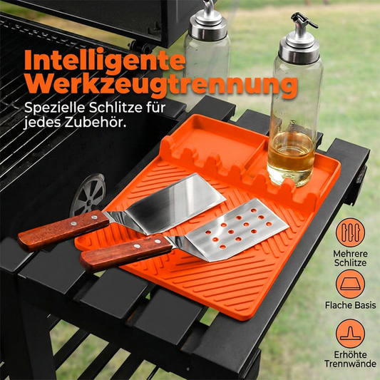 🔥 Silikon-Seitenablage für Grill & Plancha – hitzebeständig, abwaschbar & als Unterlage für Gewürze, Besteck & Abtropfen geeignet 🍖🧂