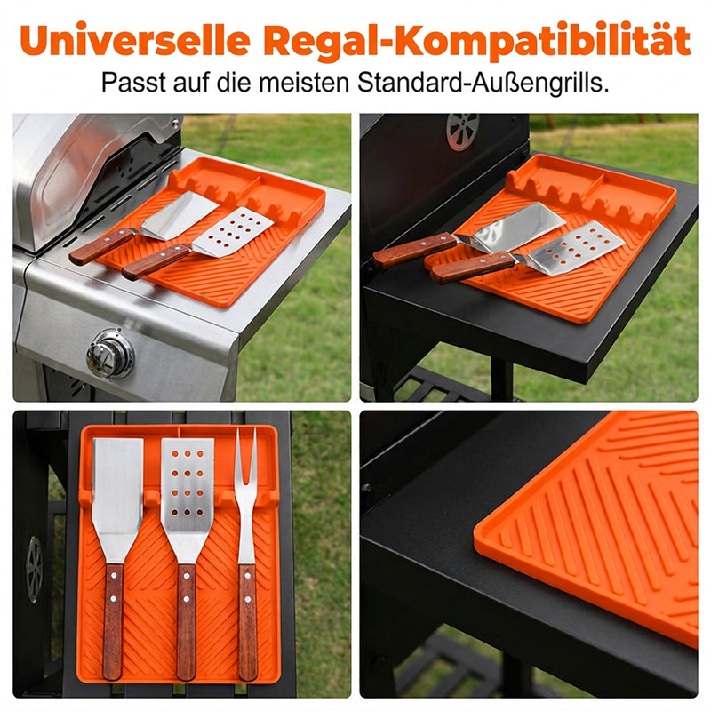 🔥 Silikon-Seitenablage für Grill & Plancha – hitzebeständig, abwaschbar & als Unterlage für Gewürze, Besteck & Abtropfen geeignet 🍖🧂