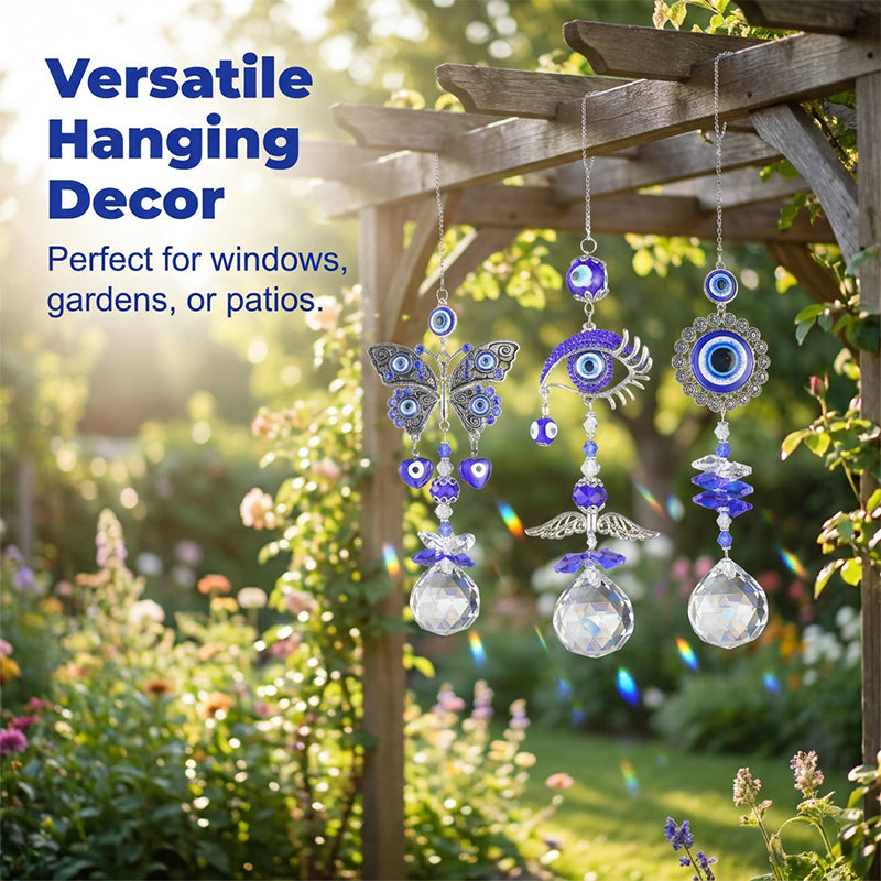 🧿 Türkischer Nazar-Kristall-Lichtfänger – Windspiel mit Regenbogeneffekt für Garten & Zuhause 🌈✨