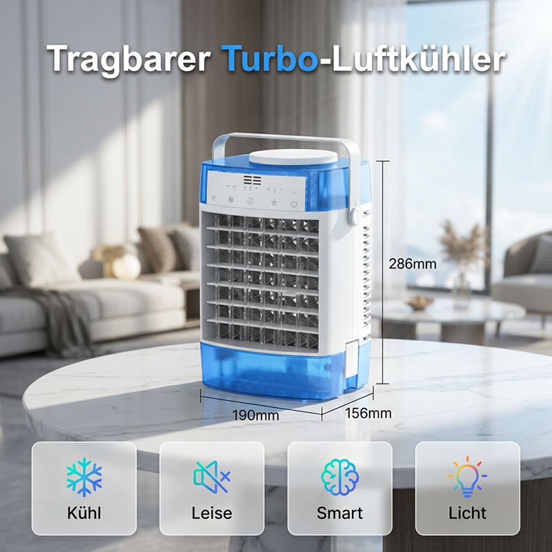 ❄️ Tragbarer Luftkühler mit Fernbedienung – 3-in-1: Ventilator, Kühlung & Befeuchtung, leise & stromsparend