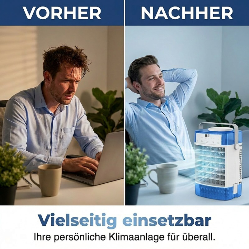 ❄️ Tragbarer Luftkühler mit Fernbedienung – 3-in-1: Ventilator, Kühlung & Befeuchtung, leise & stromsparend