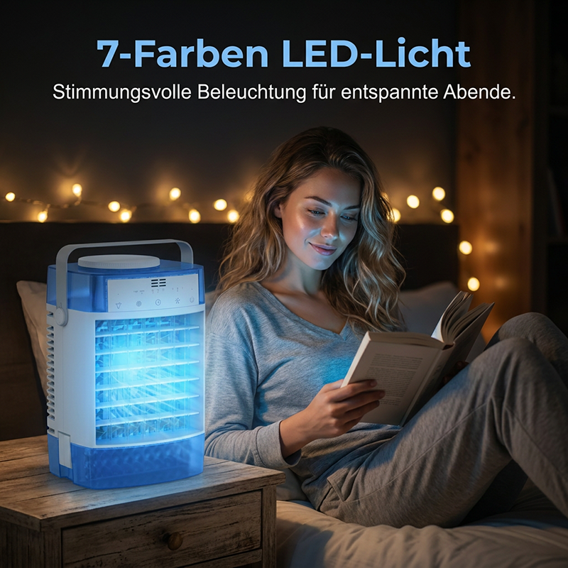 ❄️ Tragbarer Luftkühler mit Fernbedienung – 3-in-1: Ventilator, Kühlung & Befeuchtung, leise & stromsparend