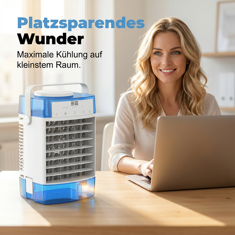 ❄️ Tragbarer Luftkühler mit Fernbedienung – 3-in-1: Ventilator, Kühlung & Befeuchtung, leise & stromsparend