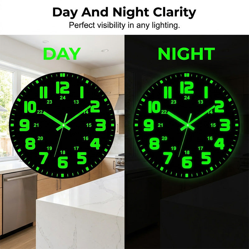 📢Mid-Season Sale: −50% nur für kurze Zeit⏰🕐 Nachleuchtende Wanduhr – 12 Zoll, lautlos, grüne Zahlen & Zeiger, ideal für Schlafzimmer, Wohnzimmer & Büro 🌙