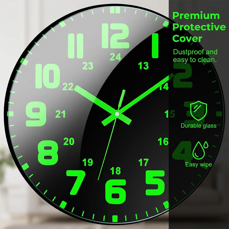 📢Mid-Season Sale: −50% nur für kurze Zeit⏰🕐 Nachleuchtende Wanduhr – 12 Zoll, lautlos, grüne Zahlen & Zeiger, ideal für Schlafzimmer, Wohnzimmer & Büro 🌙