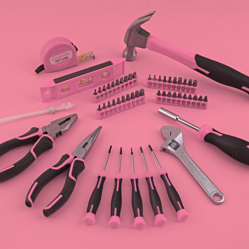 🛠️ 63-teiliges Damen-Werkzeugset in Pink – Schraubendreher, Schraubenschlüssel & Zangen für Haushalt & Reparaturen 🔧💗