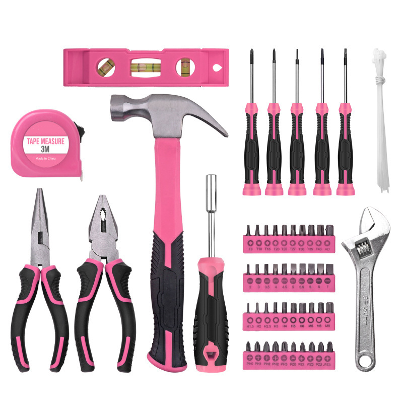 🛠️ 63-teiliges Damen-Werkzeugset in Pink – Schraubendreher, Schraubenschlüssel & Zangen für Haushalt & Reparaturen 🔧💗