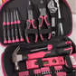 🛠️ 63-teiliges Damen-Werkzeugset in Pink – Schraubendreher, Schraubenschlüssel & Zangen für Haushalt & Reparaturen 🔧💗