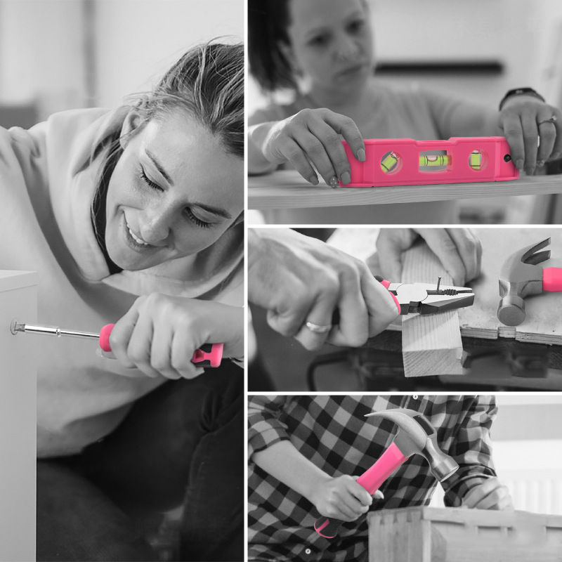 🛠️ 63-teiliges Damen-Werkzeugset in Pink – Schraubendreher, Schraubenschlüssel & Zangen für Haushalt & Reparaturen 🔧💗