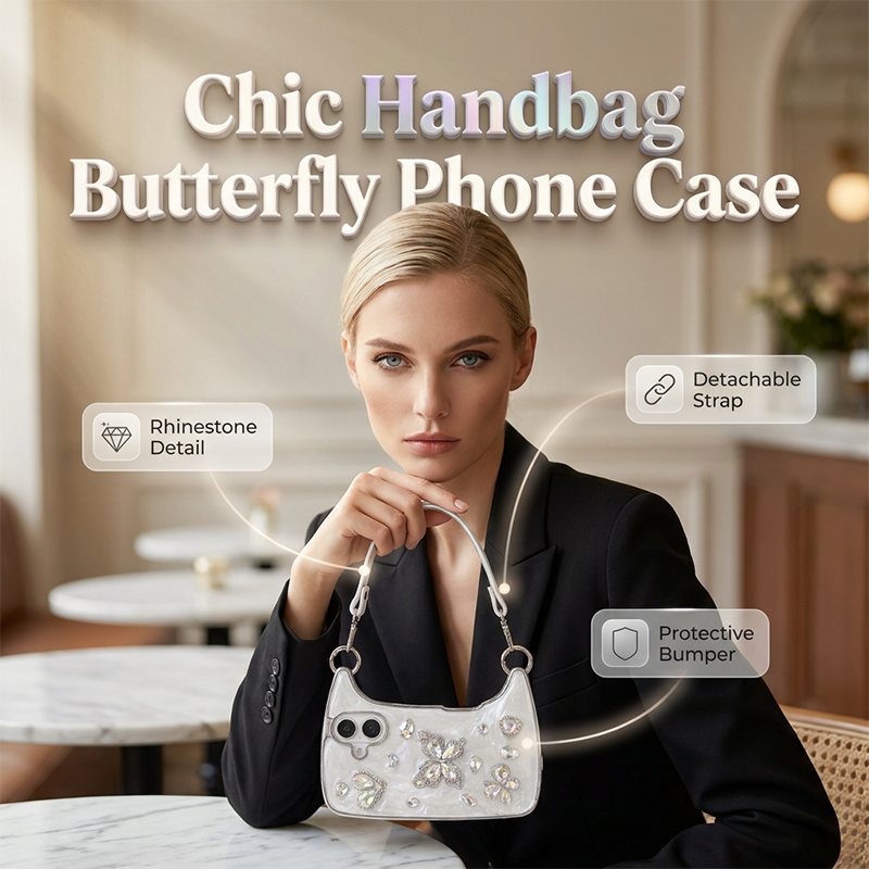 🦋 3D-Schmetterling Handytasche mit Trageriemen – praktische Handyhülle als kleine Umhängetasche für Alltag & Reisen 📱✨