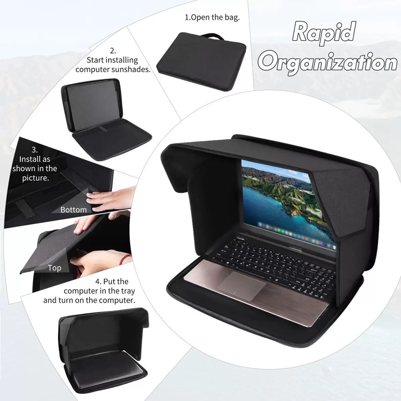 ☀️ Laptop-Hülle mit integrierter Blendschutzfolie – reduziert Reflexionen, schützt vor Sonne & Staub, perfekt für Baustelle, Garten & Camping