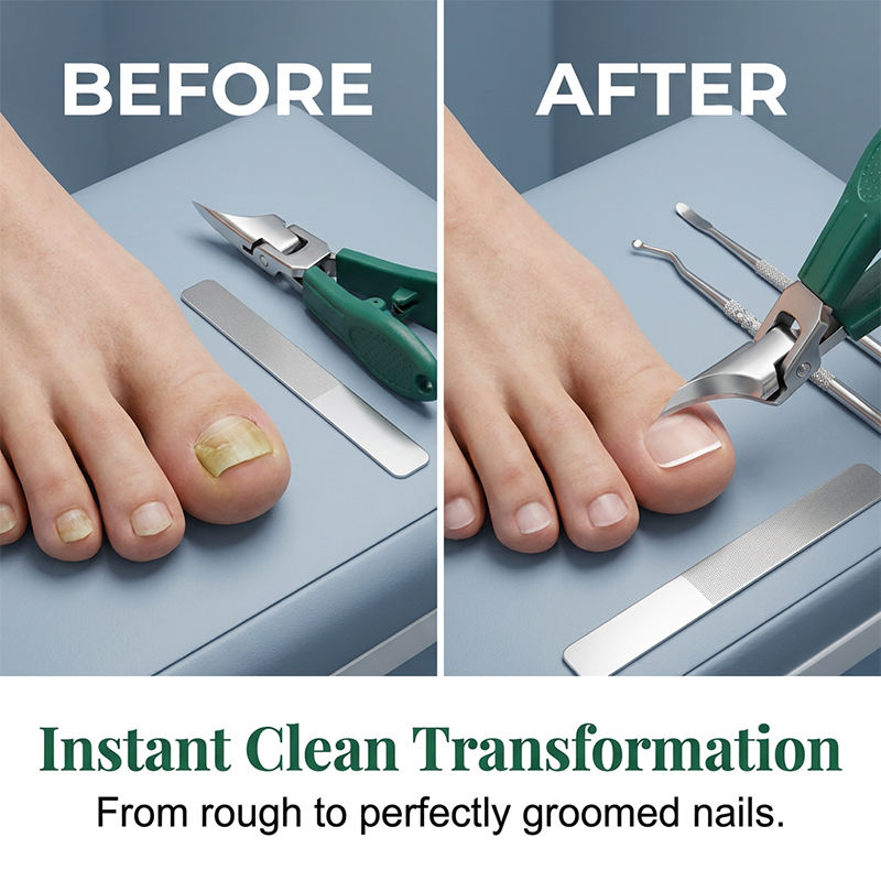 ✂️🎁 1+1 GRATIS – Schräger Nagelknipser im Set mit Spritzschutz – Präzise Nagelzange für Finger- und Fußnägel