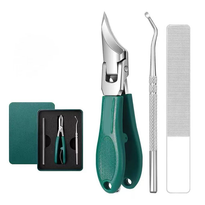 ✂️🎁 1+1 GRATIS – Schräger Nagelknipser im Set mit Spritzschutz – Präzise Nagelzange für Finger- und Fußnägel