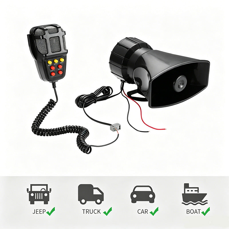 📢 12V Auto-Fanfare mit mehreren Klängen – hohe Lautstärke, als Alarmsignal & Sprachdurchsage nutzbar, ideal für LKW, SUV & Einsatzfahrzeuge 🚛