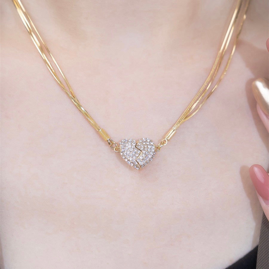 ❤️ 50 % Rabatt! ✨Elegante Herz Halskette mit Zirkonia – Minimalistischer Damen Schmuck mit Magnetverschluss