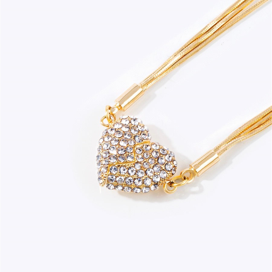 ❤️ 50 % Rabatt! ✨Elegante Herz Halskette mit Zirkonia – Minimalistischer Damen Schmuck mit Magnetverschluss