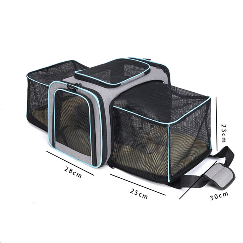 🐱 Faltbare & erweiterbare Haustiertasche – atmungsaktiv, großzügiger Innenraum, tragbar als Hand- & Schultertasche für kleine Hunde & Katzen 👜🐾