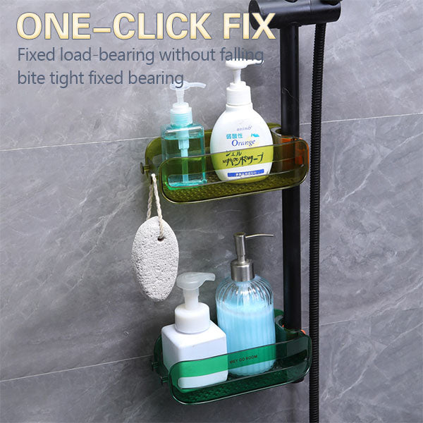 🚰Klemmfix-Duschablage für Wasserhahn – verstellbare Halterung, bis 5 kg belastbar, rostfrei & leicht zu reinigen – ideal für Mietwohnungen & Küche🧽